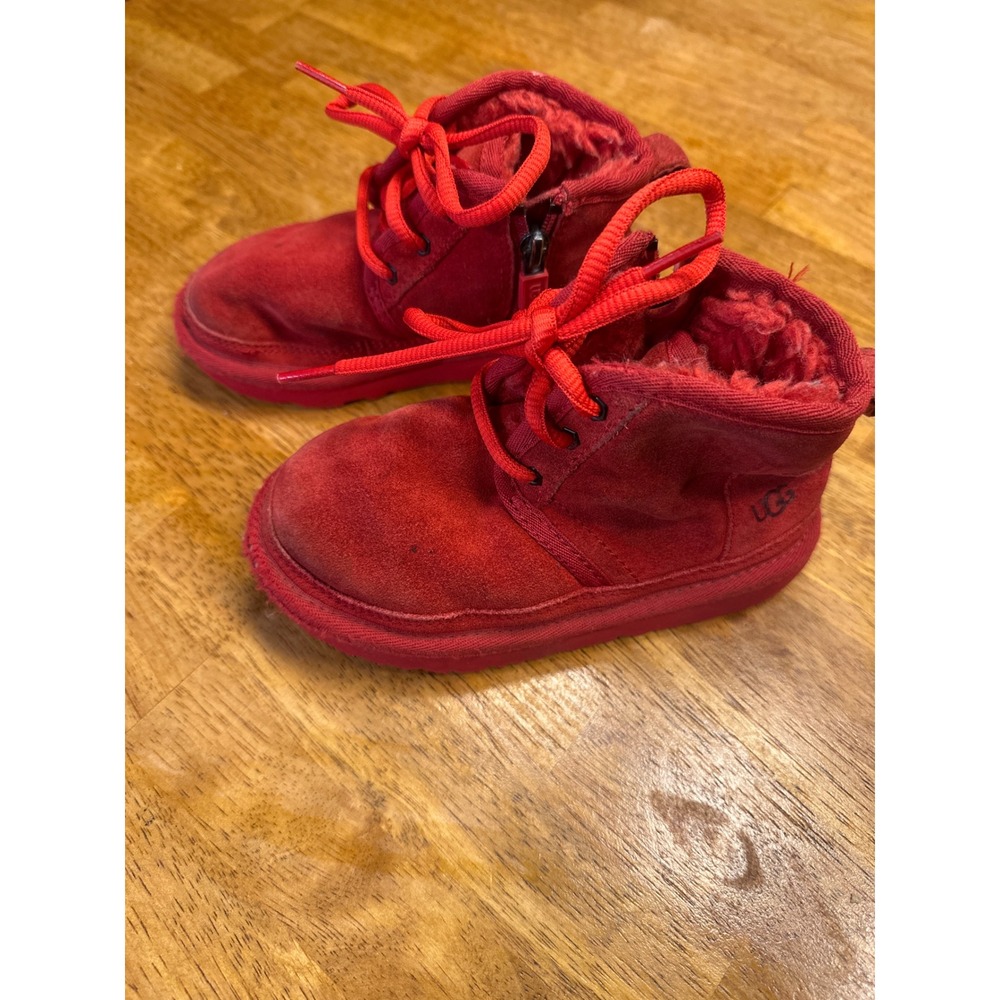 UGG Neumel II Red Suede Toddler Boots Size 10 Zip Chukka 1017320T